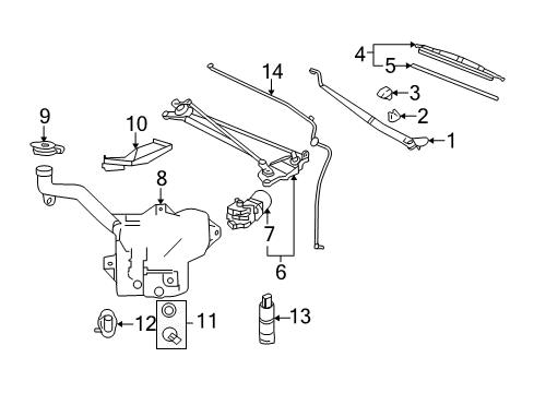 2011 Chevy Corvette Wiper & Washer Components Diagram