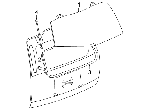 2007 Cadillac Escalade Lift Gate - Glass & Hardware Diagram