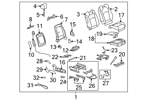 2014 GMC Acadia Front Seat Components Diagram 2 - Thumbnail