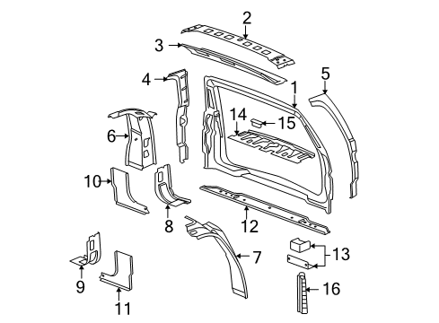 2007 Cadillac Escalade Rear Body Diagram