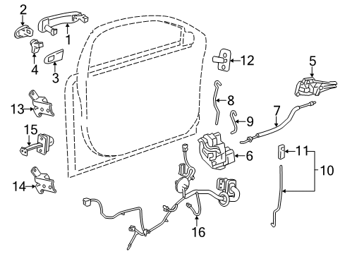 2014 Chevy Volt Front Door - Lock & Hardware Diagram