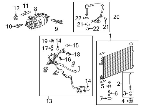 2014 Cadillac XTS A/C Condenser, Compressor & Lines Diagram