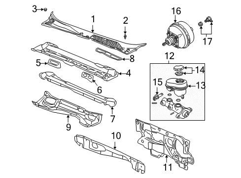 2000 Cadillac Seville Components On Dash Panel, Cowl Diagram