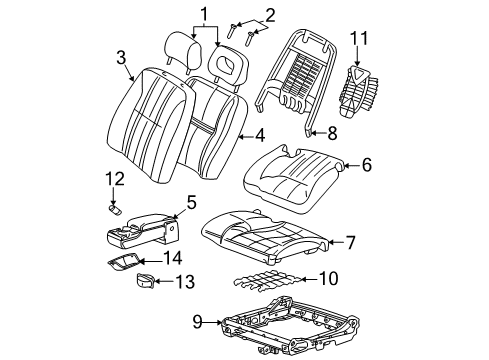 2005 Chevy Impala Seat Back Pad, Driver Side Diagram for 12454432