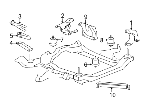 2008 GMC Acadia Engine & Trans Mounting Diagram