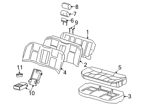 2003 Cadillac CTS Rear Seat Components Diagram 2 - Thumbnail