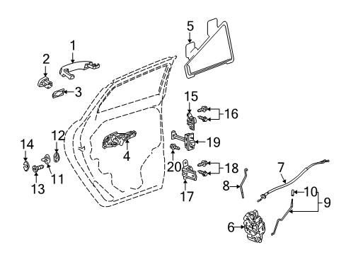 2014 Cadillac SRX Rear Door - Lock & Hardware Diagram