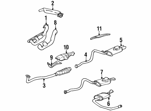 1992 Oldsmobile Achieva Muffler & Pipe, Driver Side Diagram for 22584293
