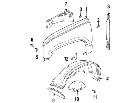 1990 Chevy C3500 Fender & Components Diagram