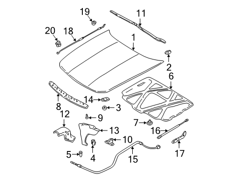 2004 Oldsmobile Alero Hood & Components Diagram