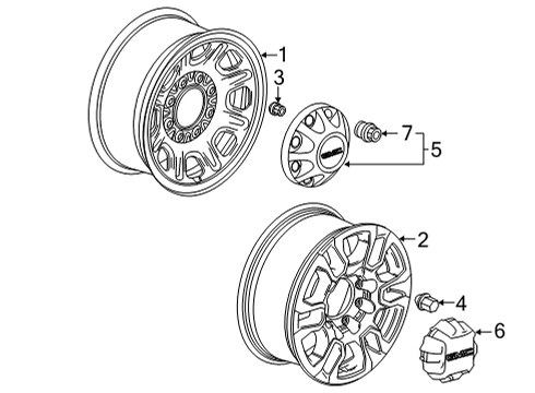 2020 GMC Sierra 3500 HD Hub Cap Diagram for 23378308