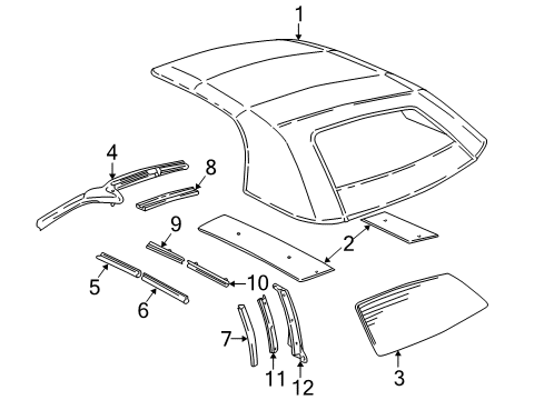 2000 Pontiac Sunfire Weatherstrip Retainer, Front Diagram for 12368140