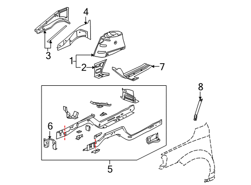 2006 Buick Terraza Structural Components & Rails Diagram