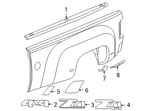 2012 GMC Sierra 2500 HD Exterior Trim - Pick Up Box Diagram 8 - Thumbnail
