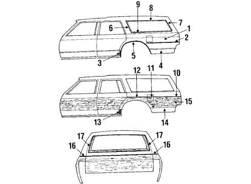 1984 Pontiac Parisienne Reveal Molding, Passenger Side Diagram for 1718505