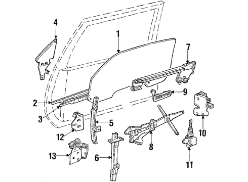 1987 Pontiac Firebird Glass - Door Diagram