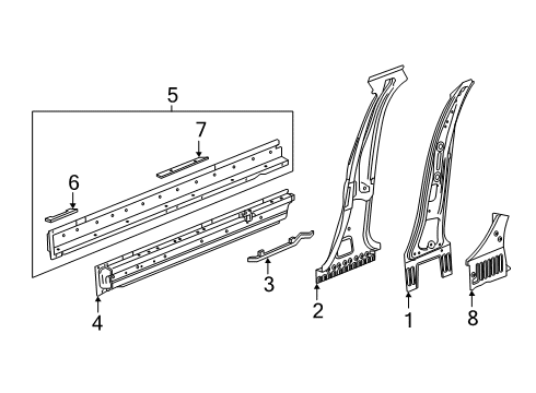 2024 Cadillac XT4 Center Pillar & Rocker Diagram
