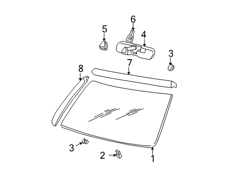 1996 GMC Jimmy Windshield Glass, Reveal Moldings Diagram