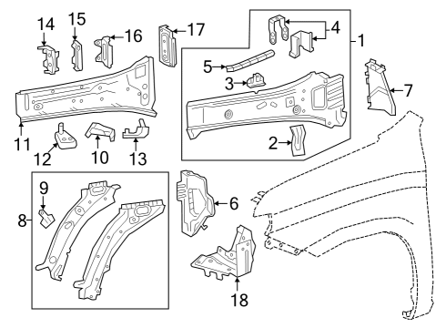 2019 Chevy Silverado 1500 LD Inner Components - Fender Diagram