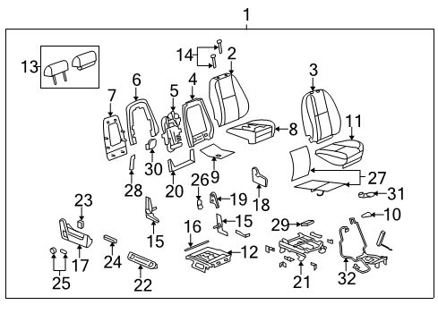 2010 Chevy Suburban 1500 Lumbar Support Diagram for 20987410