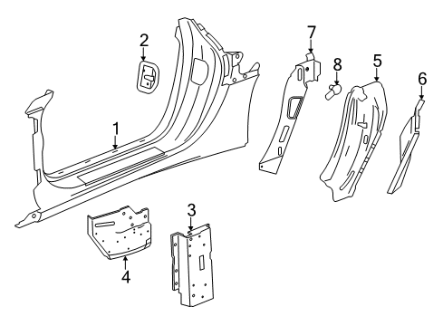 2017 Chevy Corvette Aperture Panel, Hinge Pillar, Lock Pillar Diagram