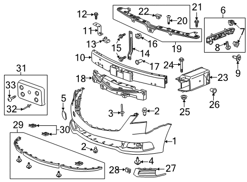 2018 Cadillac XTS Front Bumper Diagram