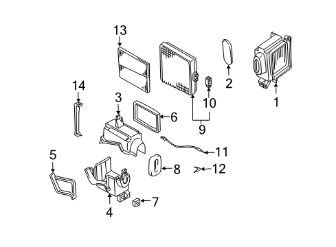2000 Chevy Tracker A/C Evaporator Components Diagram