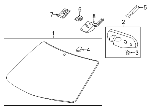2008 GMC Acadia Windshield Glass Diagram