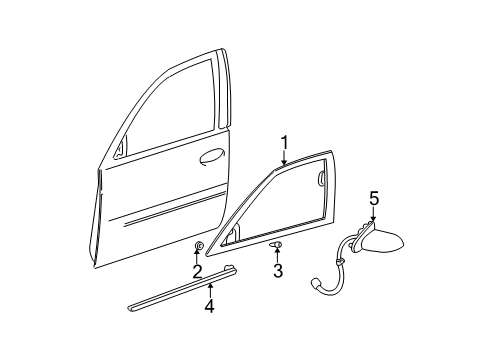 2004 Cadillac DeVille Outside Mirrors, Exterior Trim Diagram