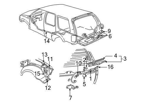 2000 GMC Jimmy Lift Gate - Rear Wiper Components Diagram
