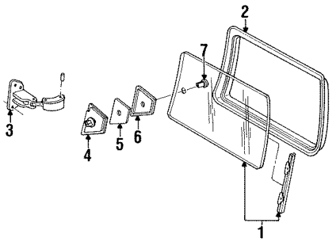1995 Oldsmobile Silhouette Side Loading Door - Glass & Hardware Diagram