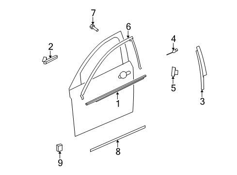 2009 Saturn Aura Exterior Trim - Front Door Diagram
