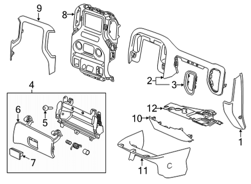 2021 GMC Sierra 2500 HD Trim Pad, Black, Passenger Side Diagram for 84420199