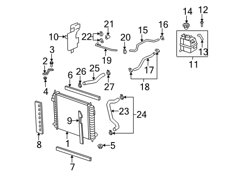 2009 Saturn Vue Radiator & Components Diagram 4 - Thumbnail