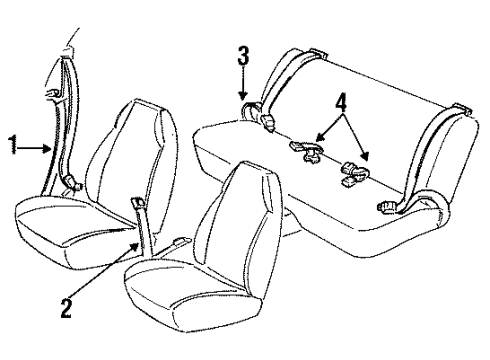 1990 Pontiac Sunbird Belt & Retractor, Driver Side Diagram for 12509821