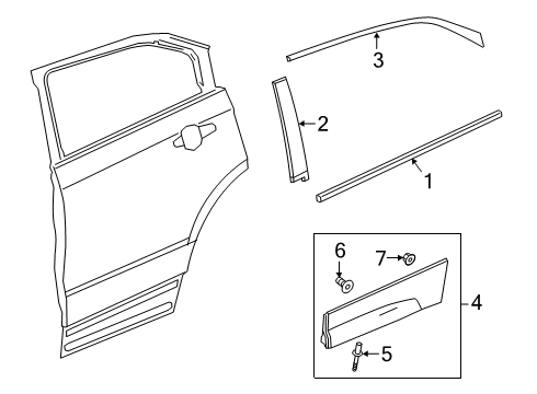 2024 Cadillac XT4 Exterior Trim - Rear Door Diagram