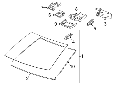 2014 Cadillac XTS Windshield Glass, Reveal Moldings Diagram