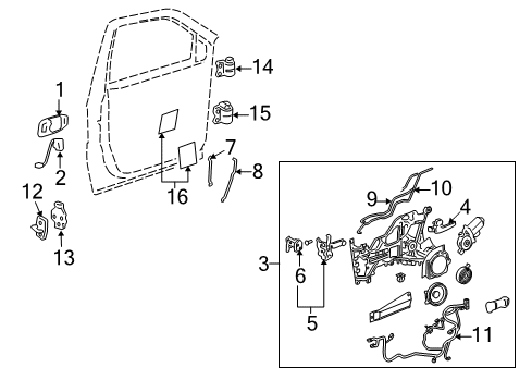 2005 Pontiac Montana Front Door - Lock & Hardware Diagram