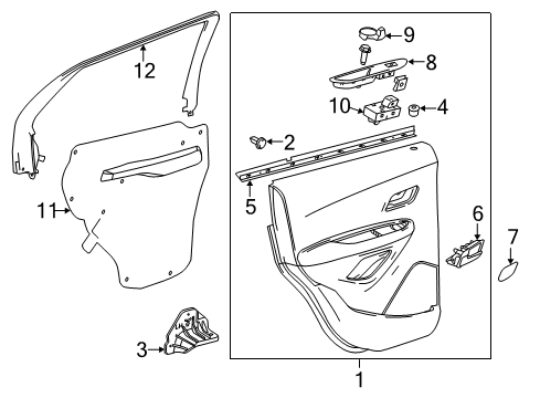 2022 Chevy Trax Interior Trim - Rear Door Diagram