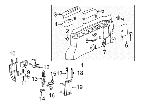 2006 Saturn Relay Lower Center Pillar Trim Retainer, Upper Diagram for 21060970