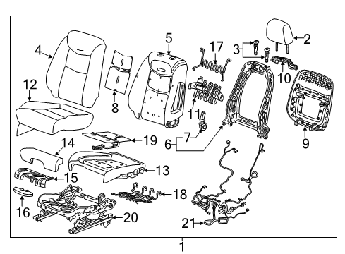 2017 Cadillac XT5 Driver Seat Components Diagram 3 - Thumbnail