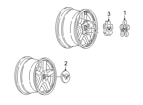 2003 Chevy Corvette Center Cap, Gray Diagram for 9594325