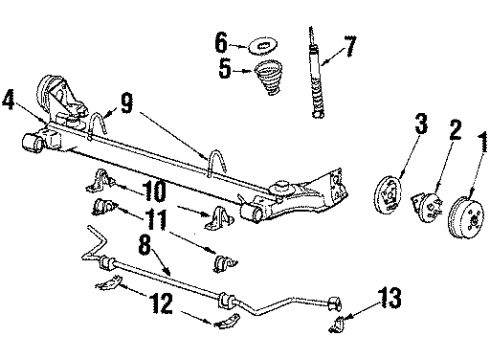 1988 Oldsmobile Firenza Stabilizer Bar U-Bolt, Front Diagram for 14063559