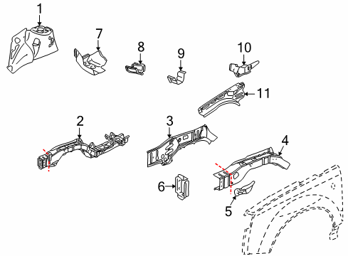 2007 Saturn Vue Inner Components - Fender Diagram 2 - Thumbnail