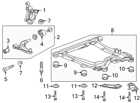 2015 Chevy Cruze Front Suspension Components, Lower Control Arm, Stabilizer Bar Diagram