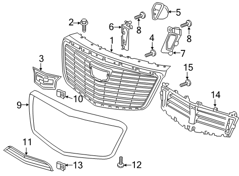 2016 Cadillac CTS Grille & Components Diagram