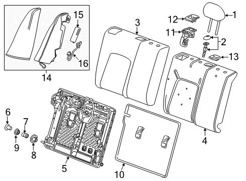 2020 Buick Regal TourX Seat Back Pad, Rear Diagram for 39119139