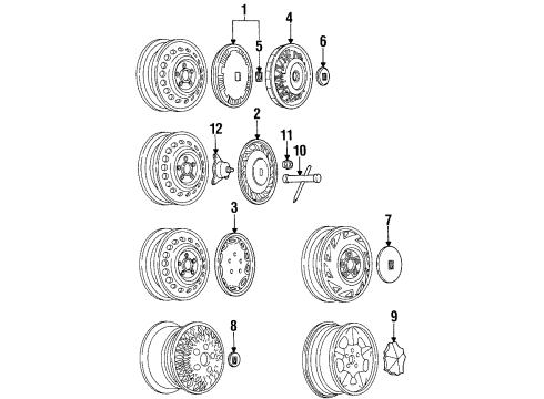 1997 Oldsmobile LSS Center Cap Diagram for 9593180