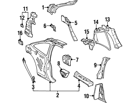 2001 Saturn SC1 Splash Shield, Passenger Side Diagram for 21124518