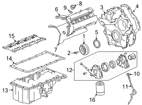 2005 Cadillac SRX Engine Parts & Mounts, Timing, Lubrication System Diagram 4 - Thumbnail